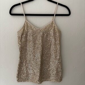 Sequin Embellished Gold Women's Tank Top Size XS